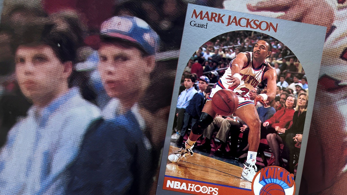 A trading card from 1990 featuring New York Knicks guard, Mark Jackson has gained noteriety after eagle-eyed collectors noticed that the Menedez Brothers, Lyle and Erik are stitting in floor seats at the game.
