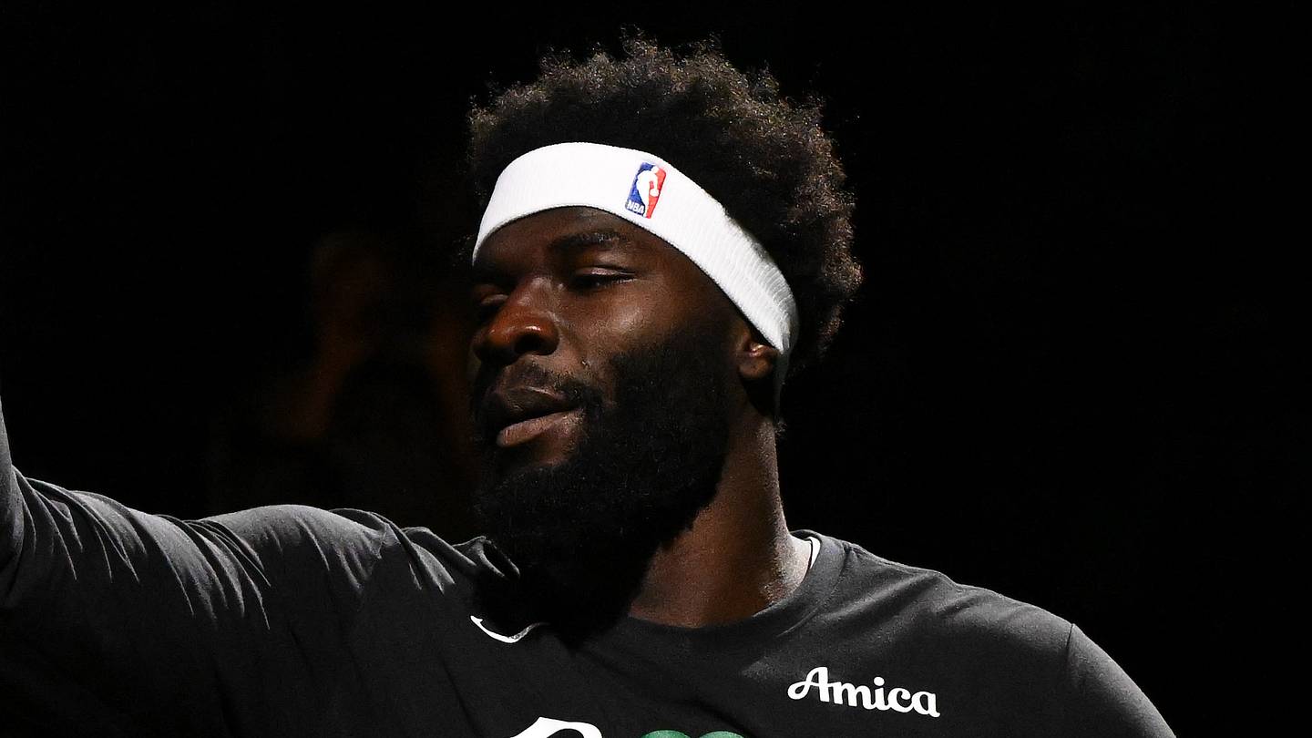 Apr 21, 2026; Boston, Massachusetts, USA; Boston Celtics center Neemias Queta (88) is introduced before a game against the Philadelphia 76ers in the first half of a game two of the first round of the 2026 NBA Playoffs at TD Garden. Mandatory Credit: Brian Fluharty-Imagn Images