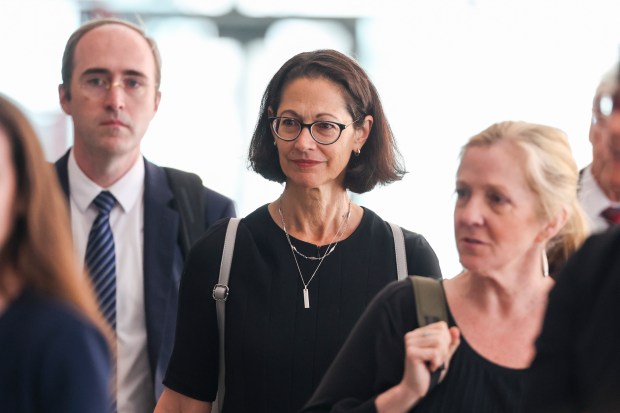 Former ComEd CEO Anne Pramaggiore leaves U.S. Dirksen Courthouse after being sentenced to two years in prison on July 21, 2025. (Eileen T. Meslar/Chicago Tribune)