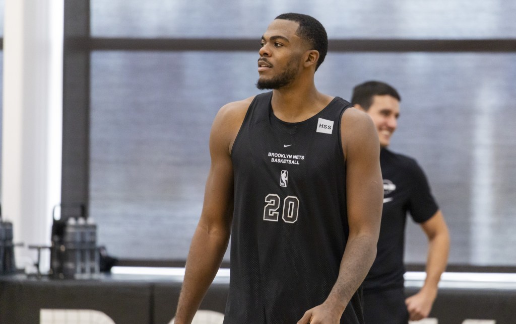 Day'Ron Sharpe looks on during Nets practice practice at HSS Training Center on Sept. 29, 2026.