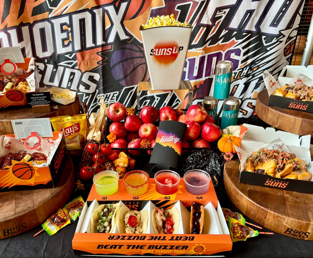 An array of food that will be served at Mortgage Matchup Center during the Phoenix Suns 2026-27 season.