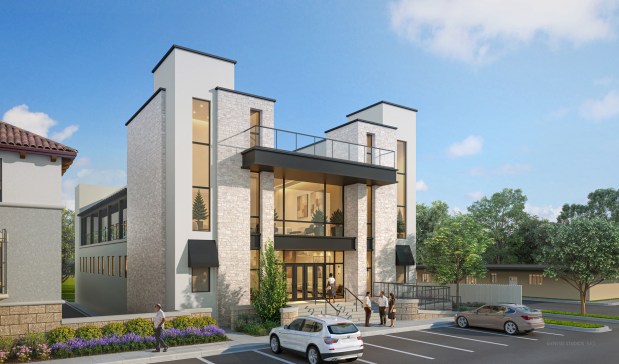 The centerpiece of the proposed project is a new, three-story synagogue for Chabad of Winter Park, featuring a grand columned entrance and hosting a 60-child daycare. (City of Winter Park)