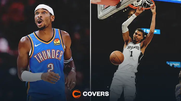 Thunder vs. Spurs Predictions. Covers custom image.