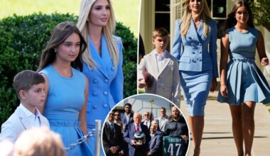 Ivanka and Arabella Trump match in blue for Eagles White House visit