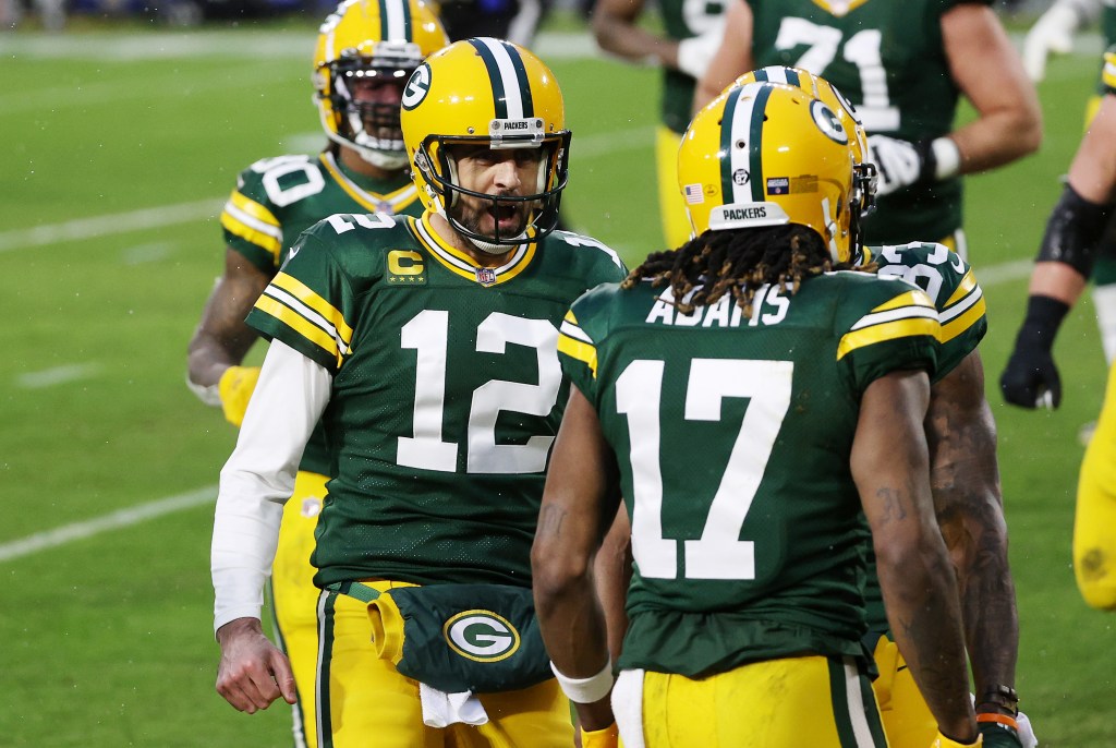 Aaron Rodgers and Davante Adams during their time with the Packers.