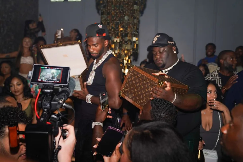 Shedeur Sanders parties at Hyde & Seek after being selected to the Cleveland Browns in the fifth round of the 2025 NFL Draft. ExclusiveAccess.Net / Shutterstock