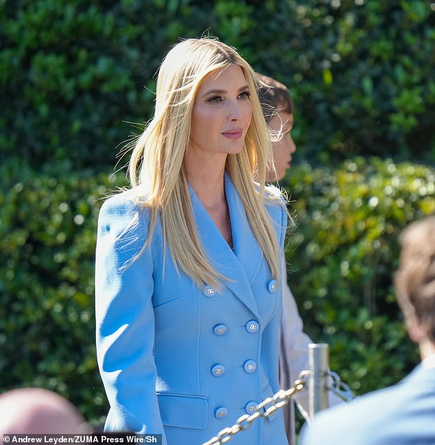 Ivanka Trump arrives at Monday's White House ceremony with the Philadelphia Eagles