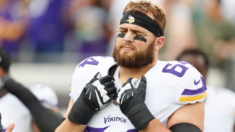 Blake Brandel warms up before a game against the Jaguars at EverBank Stadium. Vikings players demoted after draft