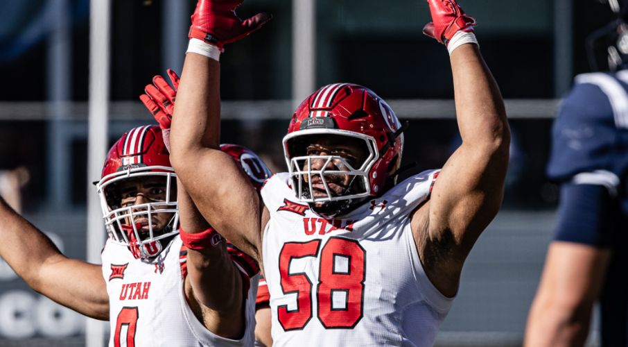 Utah's Junior Tafuna pumps crowd....