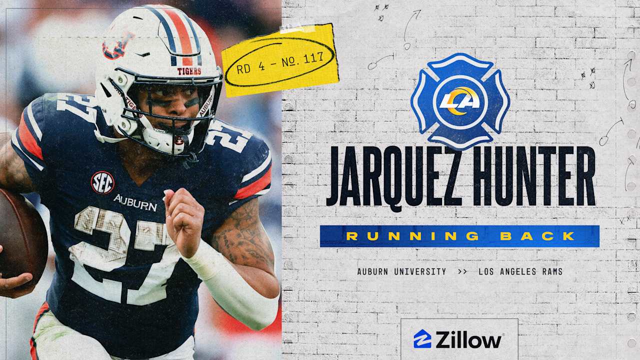 Running Back Jarquez Hunter, Auburn, Round 4, Pick 117