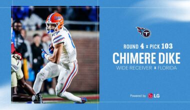 Titans Select Florida WR Chimere Dike in the Fourth Round of the NFL Draft