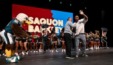 Saquon Barkley surprises students at Milton Hershey School, making the dream of an Eagles Autism Community member come true