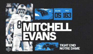 With the 163rd overall pick, the Panthers select tight end Mitchell Evans 