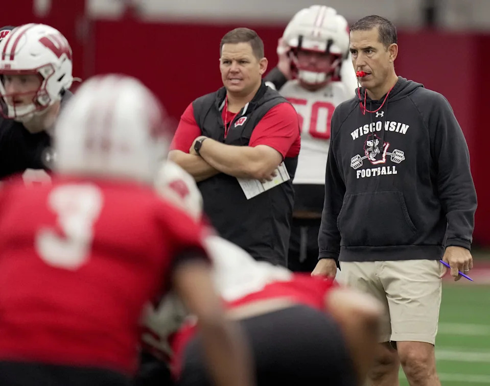 Wisconsin head coach Luke Fickell is shown during spring football practice Wednesday, April 23, 2025 in Madison, Wisconsin.
Mark Hoffman/Milwaukee Journal Sentinel