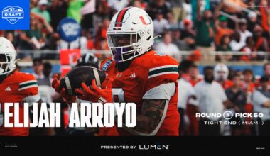 Tight End, Elijah Arroyo, Miami, 50th