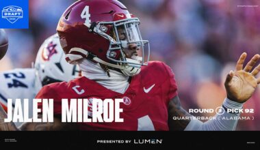Quarterback, Jalen Milroe, Alabama, 92nd