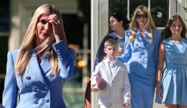 Ivanka Trump and her children Theodore James Kushner (L) and Arabella Rose Kushner arrive for an event celebrating the Philadelphia Eagles, 2025 Super Bowl champions, at the White House on April 28, 2025.