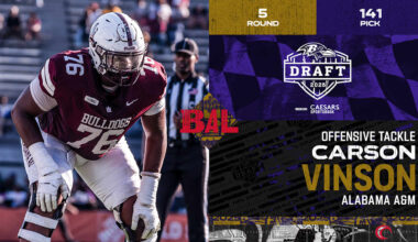 Ravens Draft Offensive Tackle Carson Vinson in Fifth Round (No. 141)
