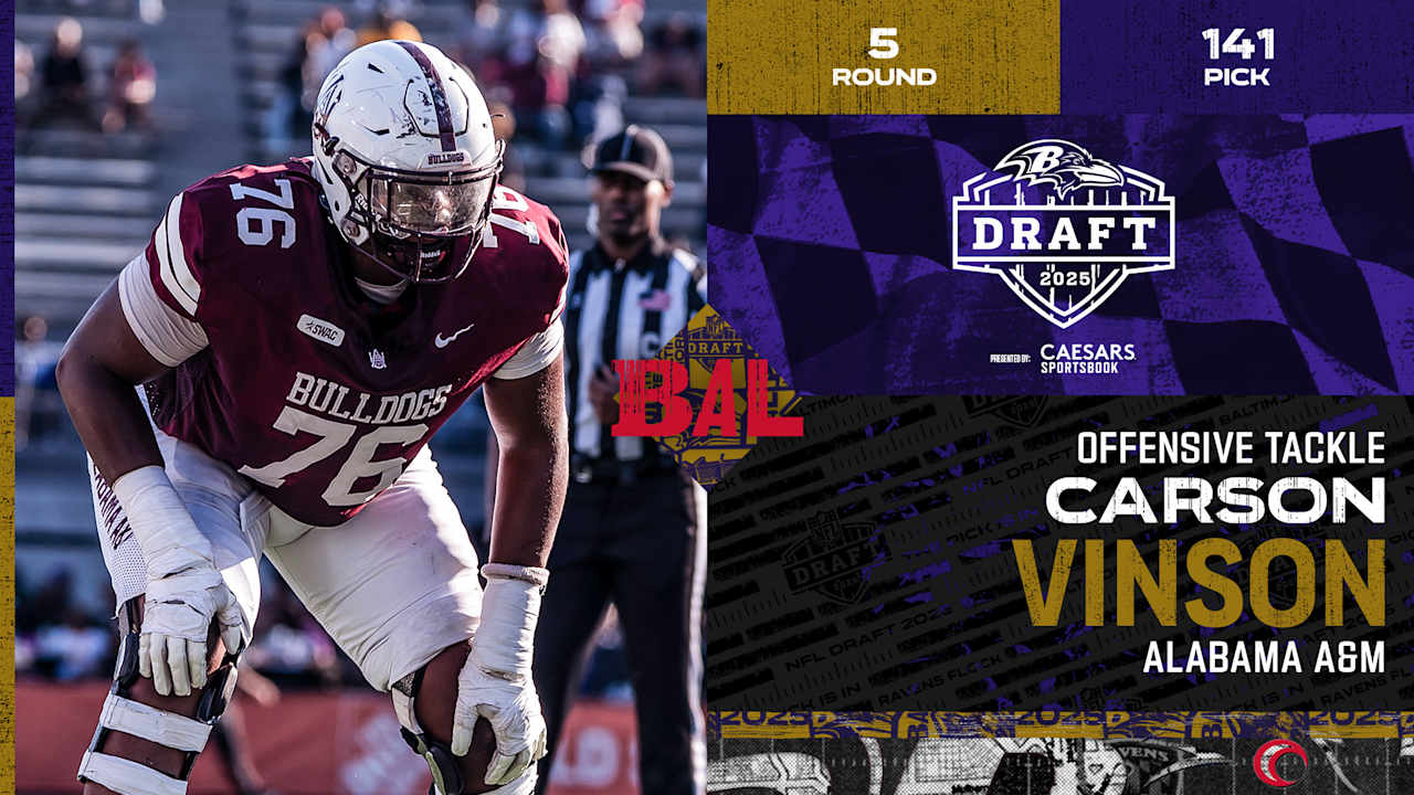 Ravens Draft Offensive Tackle Carson Vinson in Fifth Round (No. 141)