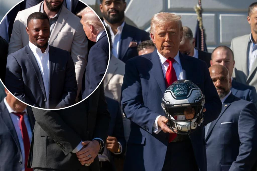 Donald Trump reveals his Saquon Barkley warning to Giants as Eagles visit White House