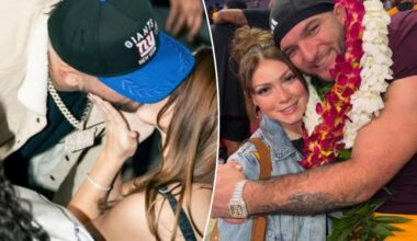 Cam Skattebo kisses girlfriend after Giants pick in 2025 NFL Draft