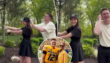 Brady Cook and fiancée celebrate after undrafted QB signs with Jets