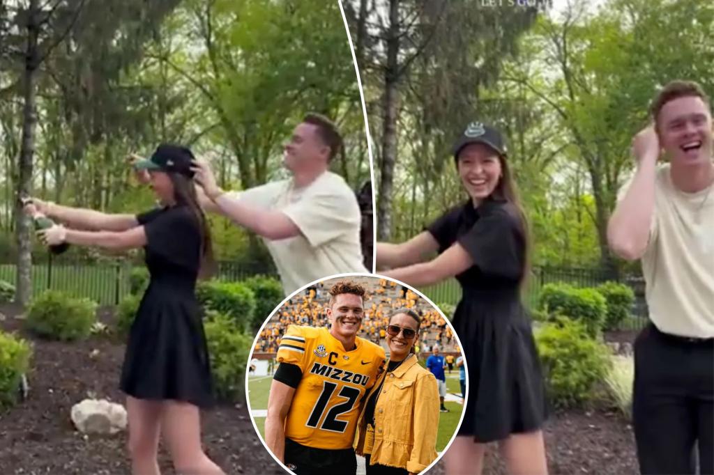 Brady Cook and fiancée celebrate after undrafted QB signs with Jets