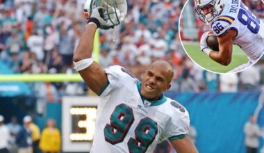 Dolphins great Jason Taylor gets emotional after Jets draft his son
