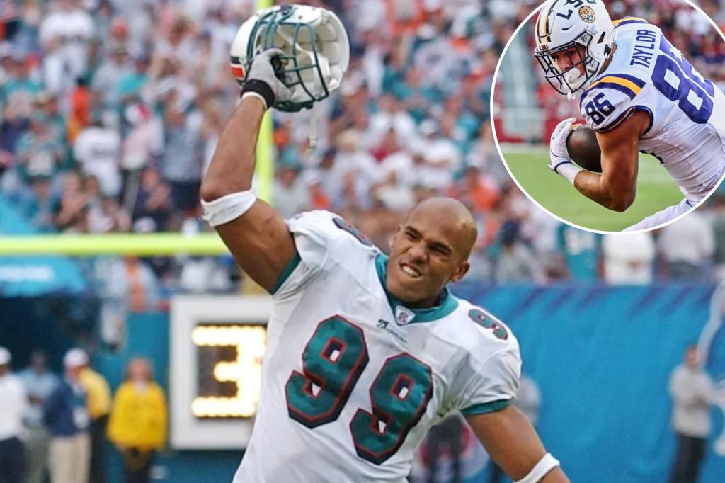 Dolphins great Jason Taylor gets emotional after Jets draft his son