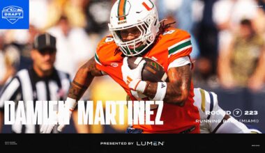 Running Back, Damien Martinez, Miami, Pick No. 223