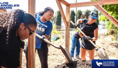Los Angeles Rams Community - Rams team up with California Resources Corporation and EnrichLA to celebrate Earth Day with first of five edible garden builds throughout Los Angeles