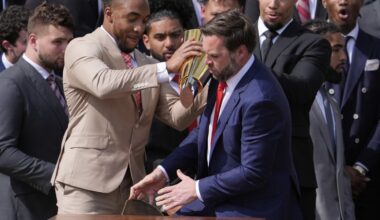 Vance fumbles Ohio State's NCAA football championship trophy