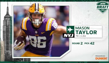 Tight End Mason Taylor, LSU, Round 2, Pick 42