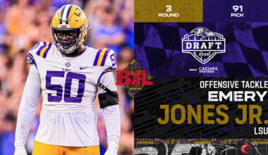 Ravens Select Offensive Tackle Emery Jones Jr. in Third Round