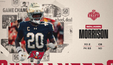 Tampa Bay Buccaneers Select Notre Dame Cornerback Benjamin Morrison with the 53rd Pick in Round 2