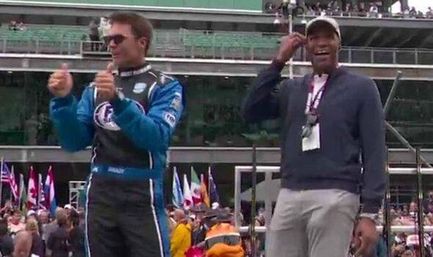 Fox NFL announcers Tom Brady and Michael Strahan at the Indy 500