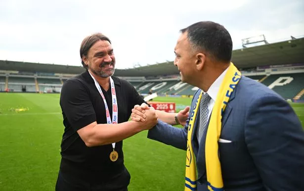 Daniel Farke and Leeds United chairman Paraag Marathe