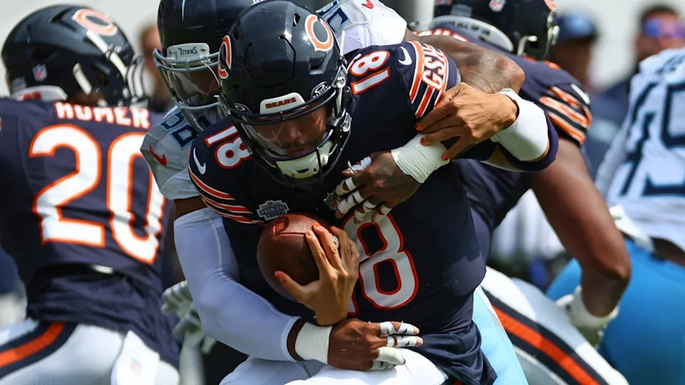 Caleb Williams and the Bears showed flashes of promise in 2024, but coaching struggles and problems in the trenches held them back from reaching their full potential.Mike Dinovo/Imagn Images