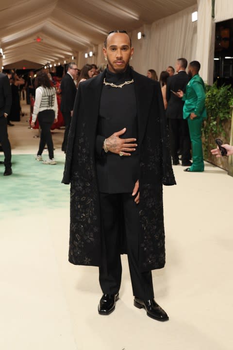 NEW YORK, NEW YORK – MAY 06: Lewis Hamilton attends The 2024 Met Gala Celebrating “Sleeping Beauties: Reawakening Fashion” at The Metropolitan Museum of Art on May 06, 2024 in New York City. (Photo by Dia Dipasupil/Getty Images)