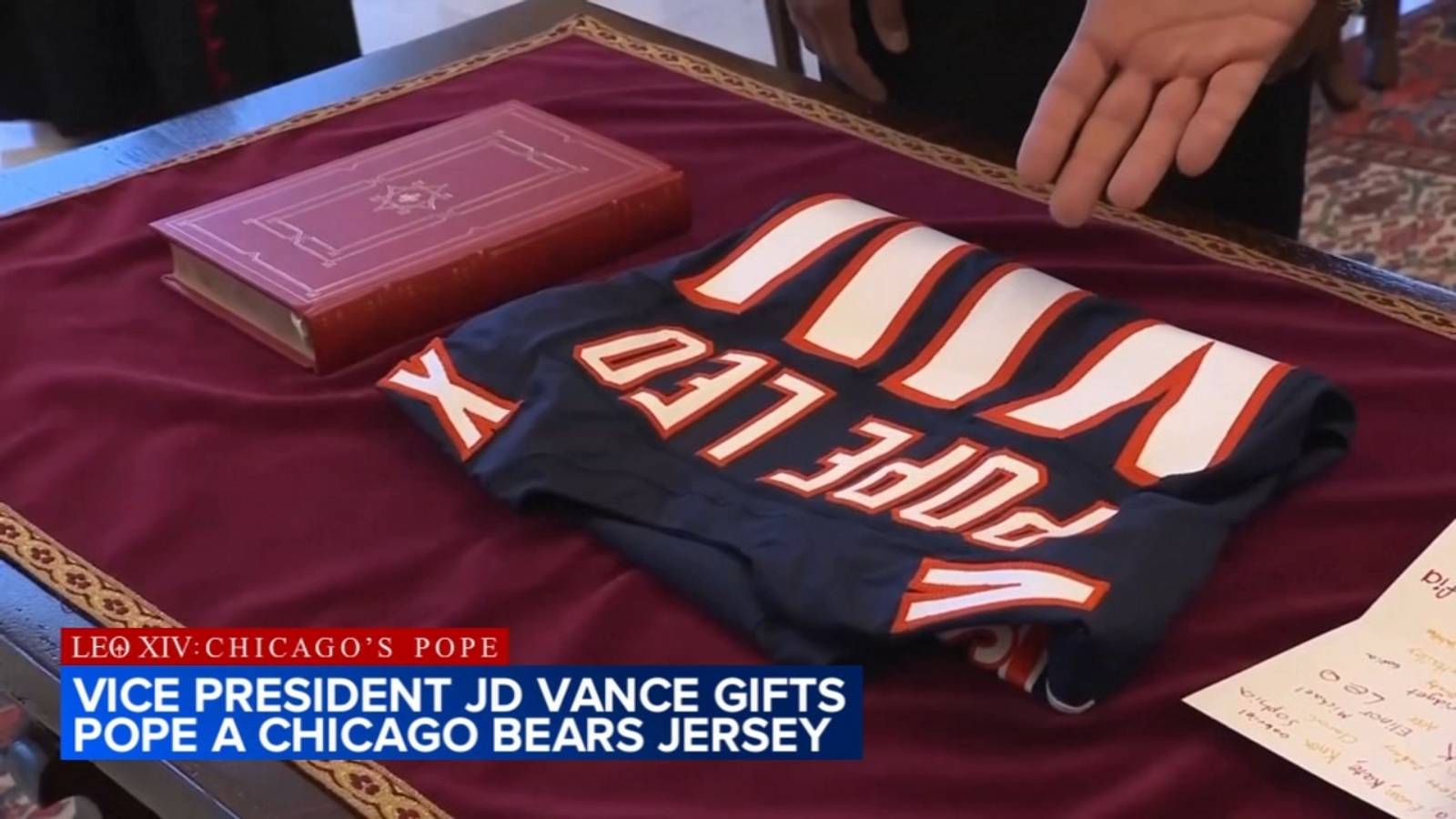 Pope Leo Bears jersey: Vice President JD Vance meets Pope Leo XIV, gives him custom Chicago Bears jersey