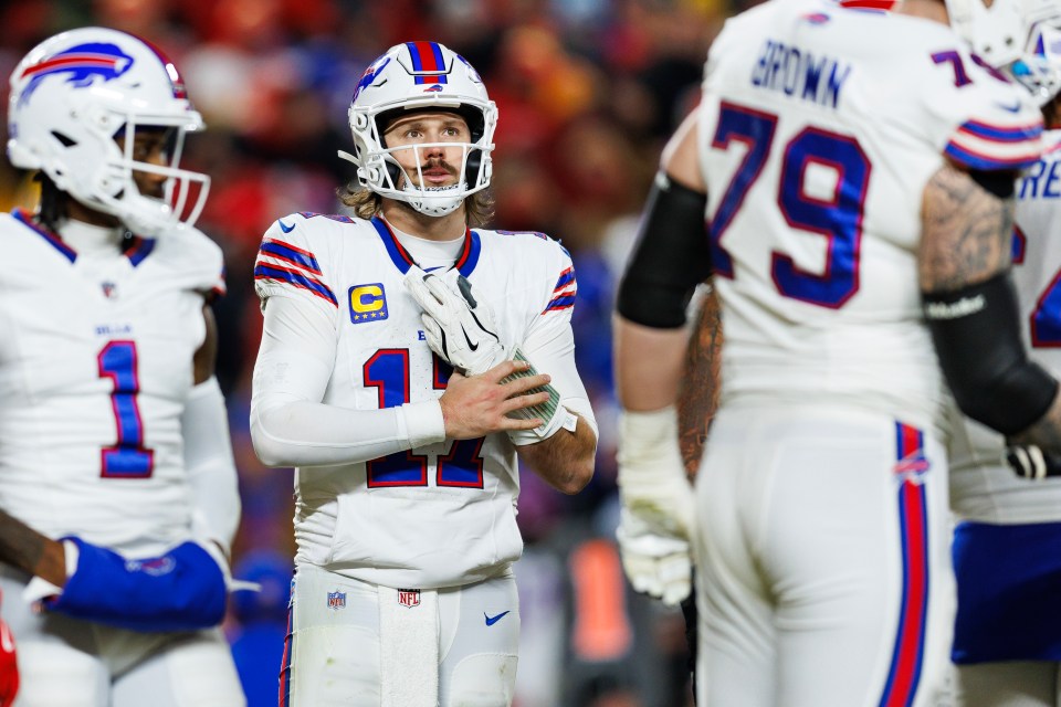 Josh Allen #17 of the Buffalo Bills on the field.