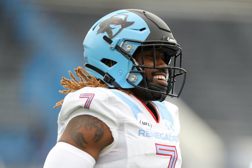 MEMPHIS, TENNESSEE - MAY 24: Marquette King #7 of Arlington Renegades looks on in the second quarter of a game against the Memphis Showboats at Simmons Bank Liberty Stadium on May 24, 2025 in Memphis, Tennessee. (Photo by Justin Ford/UFL/Getty Images)