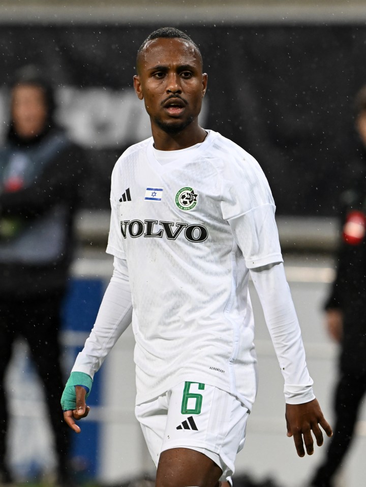 Gadi Kinda of Maccabi Haifa during a soccer match.