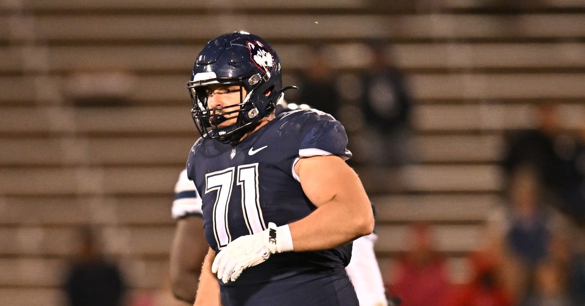 Valentin Senn is a big, long offensive tackle from UConn