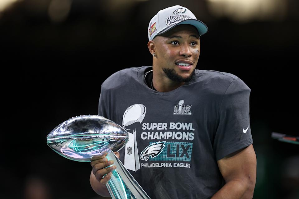 As Saquon Barkley and the Philadelphia Eagles start their chase for another Super Bowl trophy, who will they face in Week 1? (Kara Durrette/Getty Images)