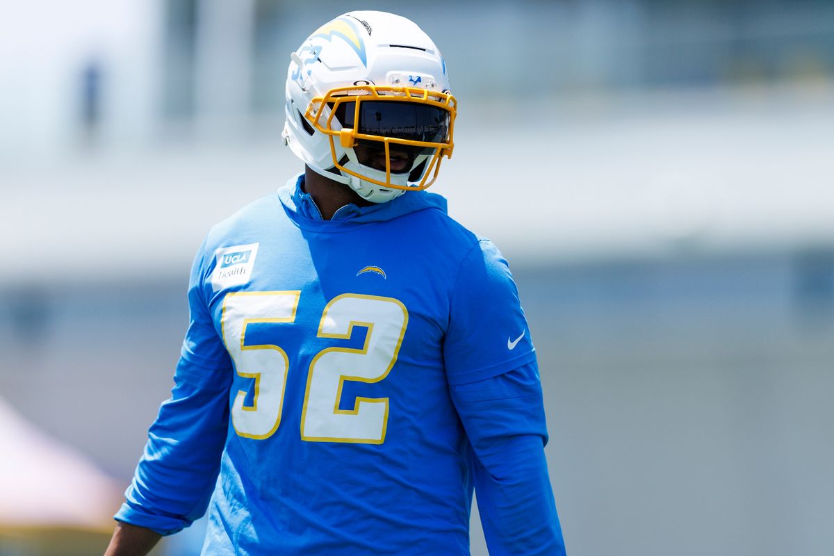 Khalil Mack #52 of the Los Angeles Chargers on the field during an OTA practice session at The Bolt on May 27, 2025 in El Segundo, California. Khalil Mack #52 of the Los Angeles Chargers on the field during an OTA practice session at The Bolt on May 27, 2025 in El Segundo, California.