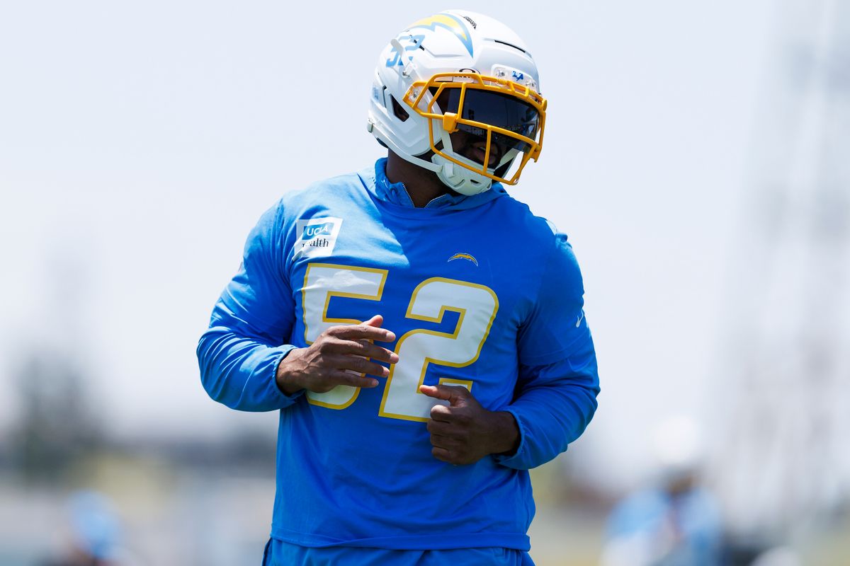 Khalil Mack #52 of the Los Angeles Chargers runs during an OTA practice session at The Bolt on May 27, 2025 in El Segundo, California. Khalil Mack #52 of the Los Angeles Chargers runs during an OTA practice session at The Bolt on May 27, 2025 in El Segundo, California.