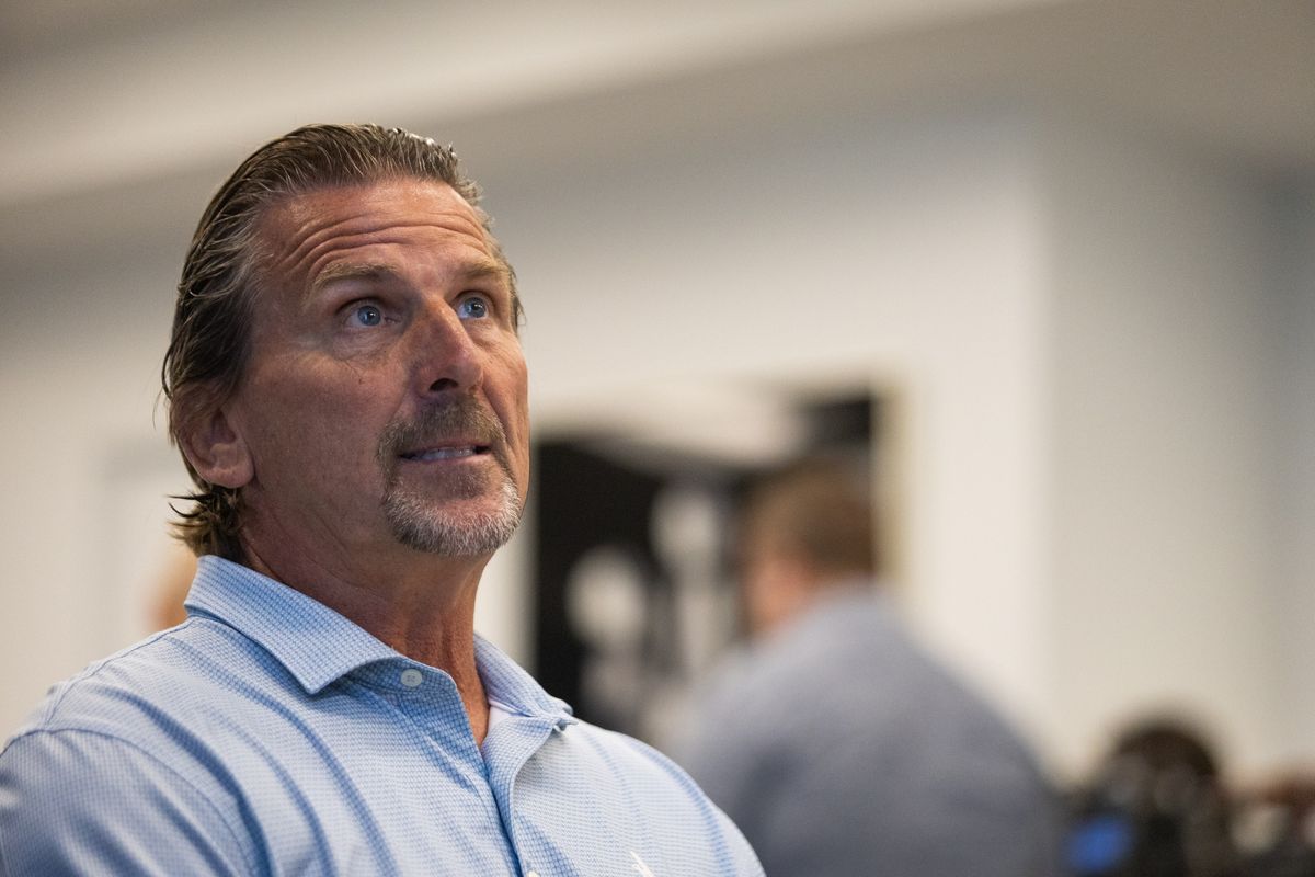 Las Vegas Raiders quarterbacks’ coach Greg Olson speaks to the media during the Raiders’ coaching staff press conference, Wednesday May 28, 2025 in Las Vegas, Nev. Las Vegas Raiders quarterbacks’ coach Greg Olson speaks to the media during the Raiders’ coaching staff press conference, Wednesday May 28, 2025 in Las Vegas, Nev.