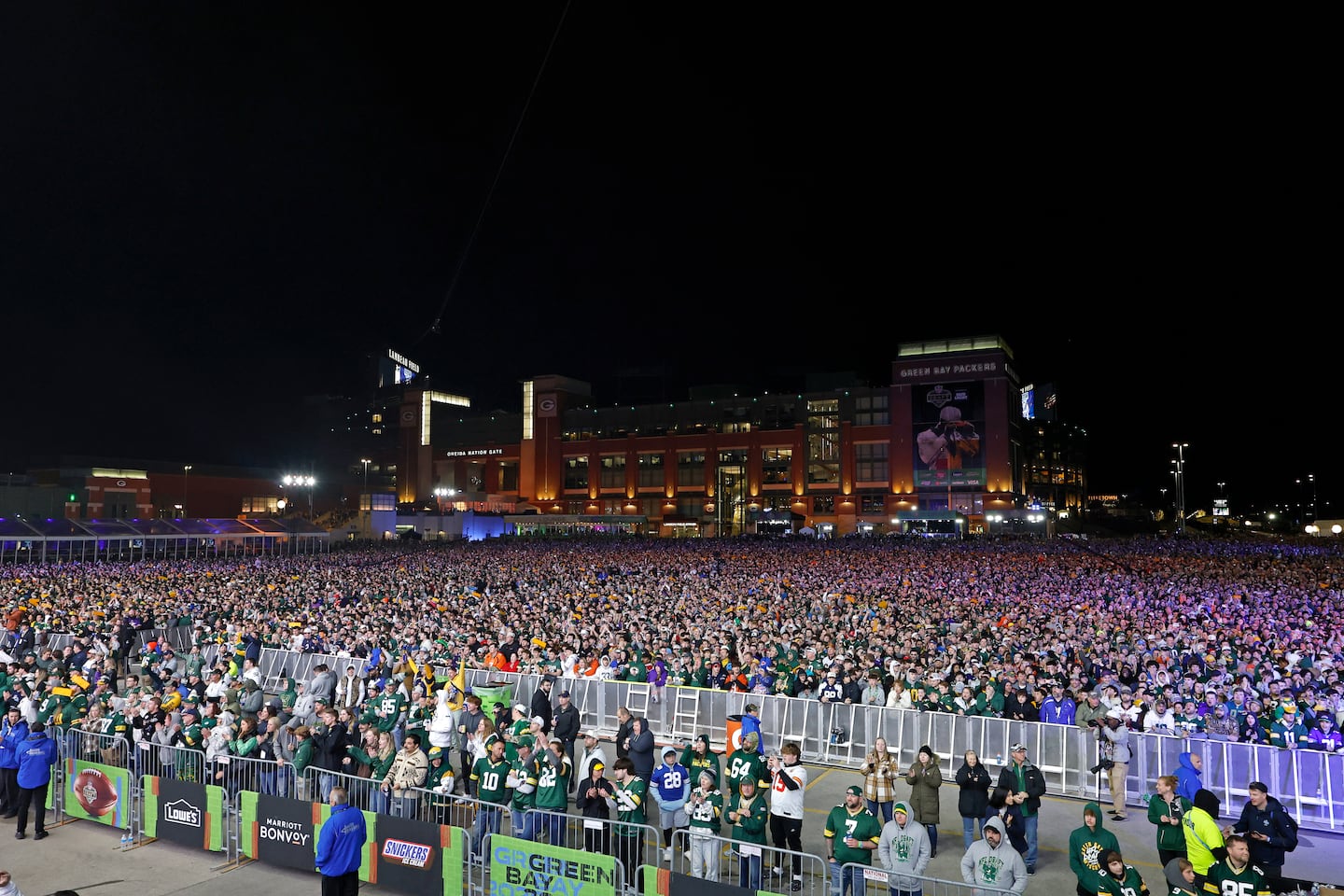 The NFL said 600,000 people attended the three days of the draft in Green Bay, Wis.