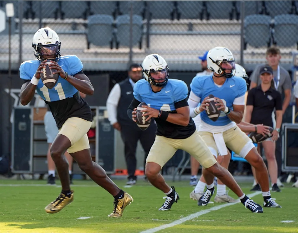 UCF Spring football practice at FBC Mortgage Stadium in Orlando, Friday, April 11, 2025.